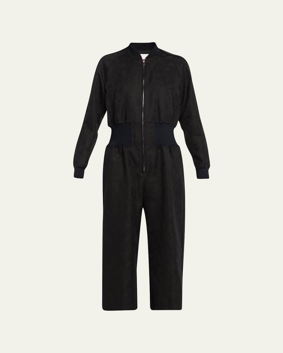 Embossed Long Sleeve Utility Jumpsuit